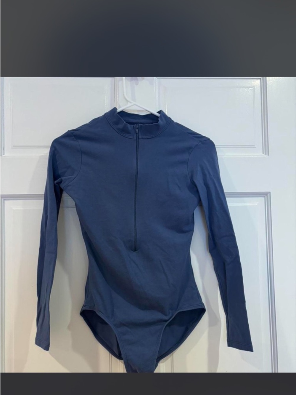 Long-Sleeve Leotard Bodysuit in Navy